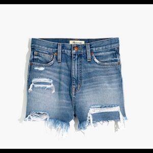 Madewell Mom Shorts Denim Distressed Jorts
